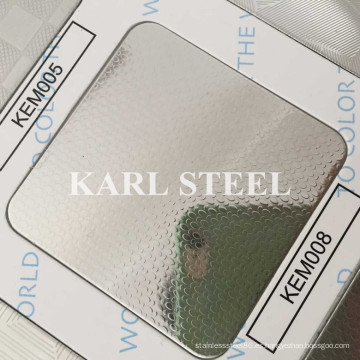 Hoja de Kem008 en relieve de acero de color plateado 201